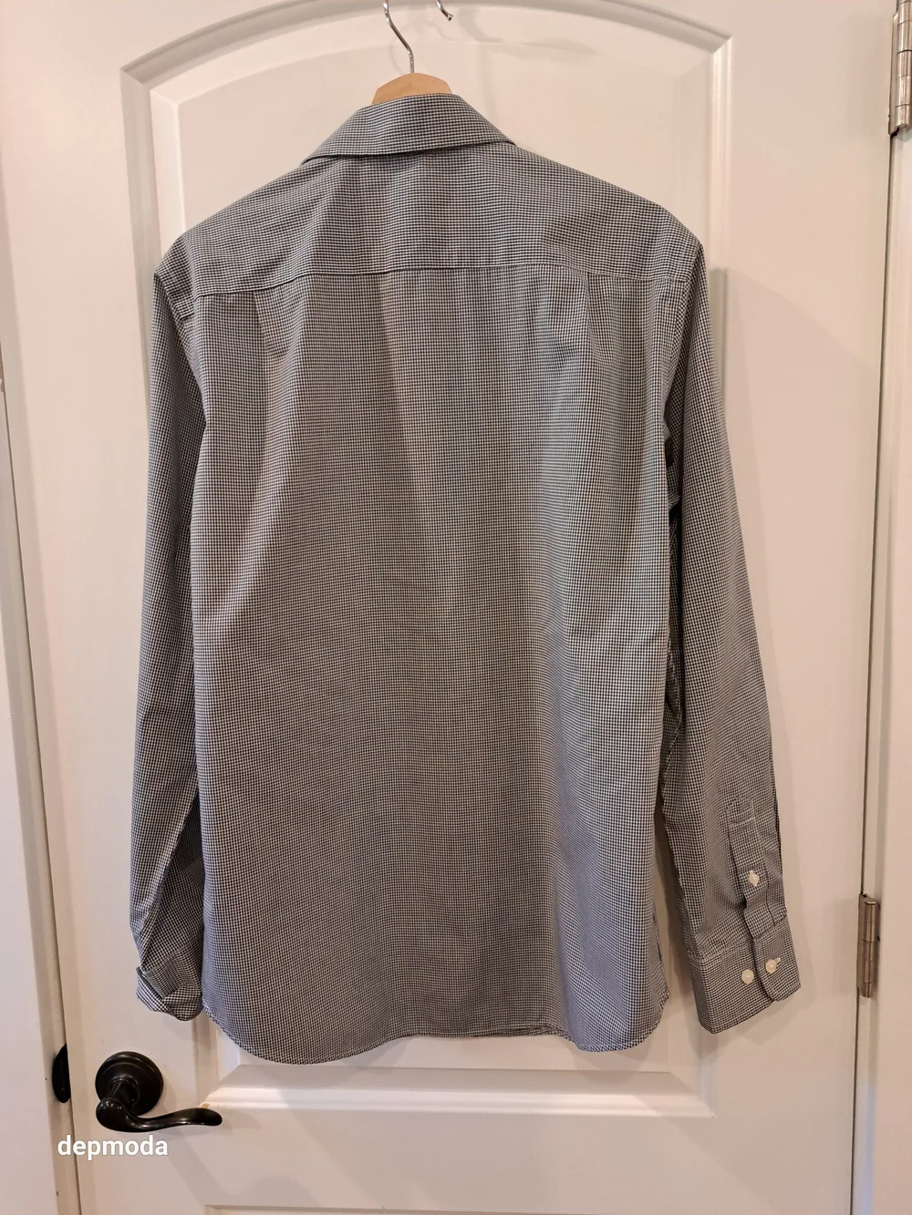 Merona Men's Non-iron -Gray Micro-Check Long Sleeve Dress Shirt size M